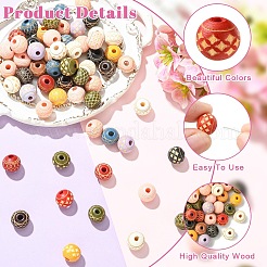 60Pcs 3 Styles Wood Beads&nbsp;WOOD-YW0001-75