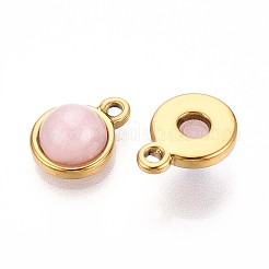 Natural Rose Quartz Half Round Charms&nbsp;STAS-N109-213A-G