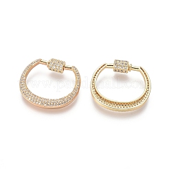 Brass Micro Pave Cubic Zirconia Screw Carabiner Lock Charms&nbsp;ZIRC-I031-21G