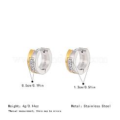 Two Tone 304 Stainless Steel Micro Pave Cubic Zirconia Hoop Earrings for Women&nbsp;CI7583