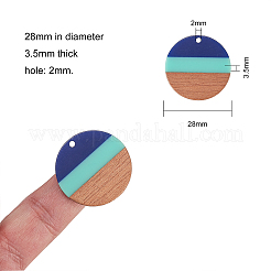 Tri-color Resin & Wood Pendants&nbsp;RESI-CJ0004-06