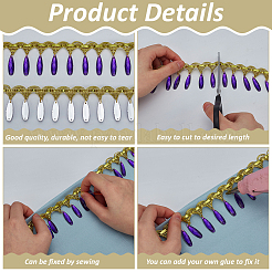 Polyester Lace Ribbon with Plastic Teardrop Charms Tassel&nbsp;DIY-WH0656-13B