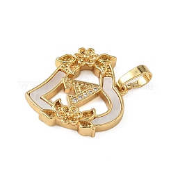 Brass Micro Pave Cubic Zirconia with Shell Pendants&nbsp;KK-Z115-14G