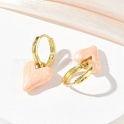 Brass Enamel Dangle Hoop Earrings for Women&nbsp;KK-CBA760A-06G-01