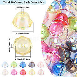 60Pcs 10 Colors UV Plating Acrylic Bead Caps&nbsp;PACR-SC0001-08A