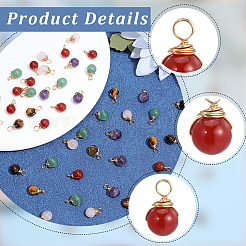 50Pcs 5 Styles Natural Tiger Eye & Carnelian & Amethyst & Rose Quartz & Green Aventurine Pendants&nbsp;PALLOY-BM00029