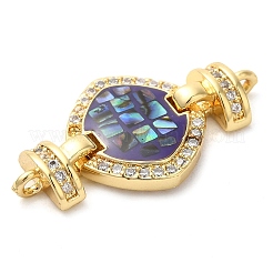 Rack Plating Brass Micro Pave Clear Cubic Zirconia Rhombus Links Connector Charms&nbsp;KK-K385-105G-02