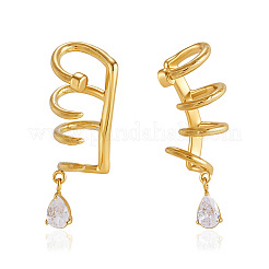 304 Stainless Steel Pave Cubic Zirconia Cuff Earrings&nbsp;WG912F2-01