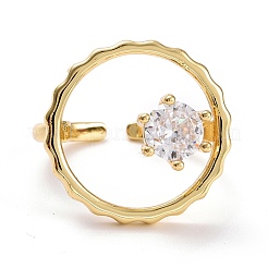 Hollow Ring with Cubic Zirconia Cuff Ring&nbsp;RJEW-E170-06G