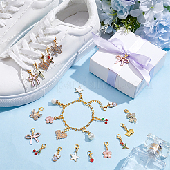 30Pcs 15 Styles Alloy & ABS Imitation Pearl Shoes Charms&nbsp;HJEW-PH02407