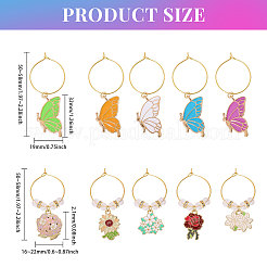 20Pcs Butterfly & Flower Alloy Enamel Wine Glass Charms&nbsp;AJEW-CA00003