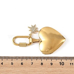 316 Stainless Steel Locket & Brass Micro Pave Cubic Zirconia Pendant Decorations&nbsp;PALLOY-JF05949