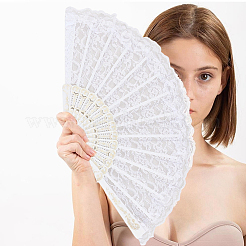 2Pcs 2 Colors Plastic & Cloth Folding Fans&nbsp;AJEW-CN0006-77