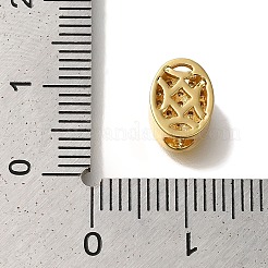 Oval Rack Plating Brass Micro Pave Clear Cubic Zirconia Beads&nbsp;KK-U019-13G