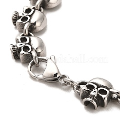 304 Stainless Steel Skull Link Chain Bracelets&nbsp;BJEW-E094-09AS