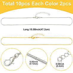 10Pcs 5 Colors 1.2MM Brass Round Snake Chain Necklace Making&nbsp;MAK-YW0001-26