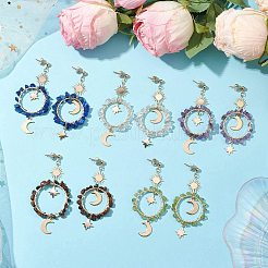 Vintage Natural Mixed Stone Ear Studs&nbsp;EJEW-JE05806