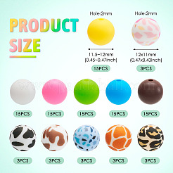 108Pcs 12 Style Round Food Grade Eco-Friendly Silicone Beads&nbsp;SIL-TA0001-75