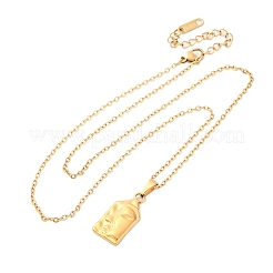 Abstract Face 304 Stainless Steel Pendant Necklaces&nbsp;NJEW-H059-25G