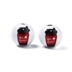 Coffee Theme Printed Wooden Beads&nbsp;WOOD-D006-10