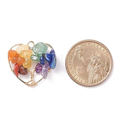 Chakra Natural Gemstone Chip Pendants&nbsp;PALLOY-JF01493-01