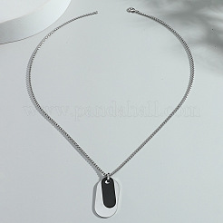 Oval 201 Stainless Steel Blank Tag Pendant Necklaces for Men&nbsp;FS-WG04020-01