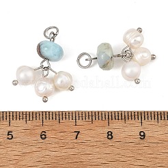 Natural Larimar & Natural Cultured Freshwater Pearl Pendants&nbsp;PALLOY-JF06004