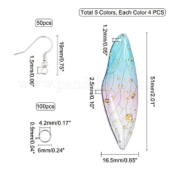 DIY 5 Colors Wing Dangle Earring Making Kits&nbsp;DIY-PH0002-02S