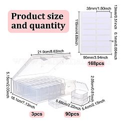3 Bags Rectangle Plastic Organizer Storage Boxes with 30Pcs Mini Square Nail Art Small Items Cases and 168Pcs Label Printer Paper&nbsp;CON-DR0001-08