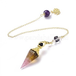 Resin Hexagonal Pointed Dowsing Pendulums(Brass Finding and Gemstone Inside)&nbsp;G-L521-A02