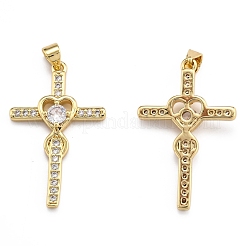 Brass Micro Pave Clear Cubic Zirconia Pendants&nbsp;ZIRC-J025-48G
