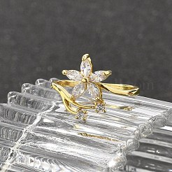 Rack Plating Brass Micro Pave Cubic Zirconia Finger Rings for Women&nbsp;LS-RJEW-M027-01G-01