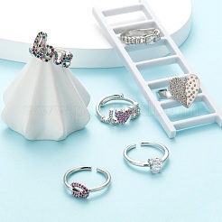 6Pcs 6 Style Brass Micro Pave Cubic Zirconia Solitaire Rings&nbsp;RJEW-LS0001-13P