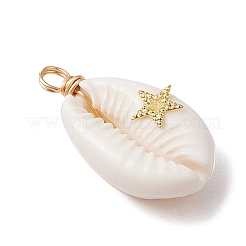 6Pcs 6 Styles Copper Wire Wrapped Natural Cowrie Shell Pendants&nbsp;PALLOY-JF03554