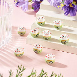 9Pcs Handmade Printed Porcelain Beads&nbsp;PORC-TADJ0001-01G