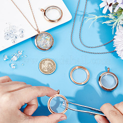 DIY Blank Dome 304 Stainless Steel Locket Pendant Necklace Making Kit&nbsp;STAS-DR0001-02RG