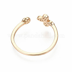 Brass Micro Pave Clear Cubic Zirconia Peg Bails Cuff Finger Ring Settings&nbsp;X-KK-S360-014-NF