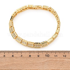Rectangle Brass Micro Pave Clear Cubic Zirconia Link Chain Bracelets for Women&nbsp;BJEW-F530-03G