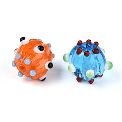 Handmade Pumpkin Spot Lampwork Beads&nbsp;LAMP-P064-02C