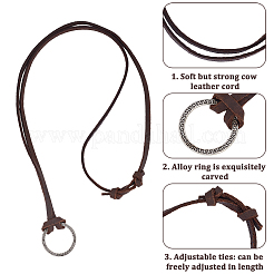 2Pcs 2 Colors Alloy Cowhide Leather Cords Neck Cord&nbsp;AJEW-GF0013-18