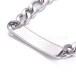 667 Stainless Steel Figaro Chain ID Bracelets&nbsp;BJEW-G631-03P-1