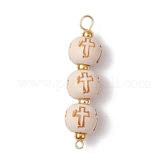 2Pcs 2 Colors Wood and Acrylic Round Beaded Corss Connector Charms&nbsp;PALLOY-JF03424