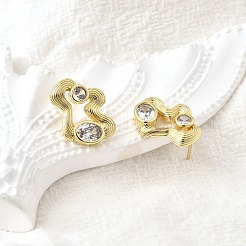 Brass Micro Pave Clear Cubic Zirconia Stud Earrings&nbsp;EJEW-V011-06G