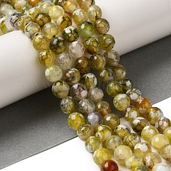 Dyed & Heated Natural Fire Crackle Agate Beads Strands&nbsp;G-P539-C01-01