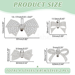 8Pcs 4 Styles Bowknot Alloy Rhinestone Shoe Decorations&nbsp;AJEW-GA0006-99