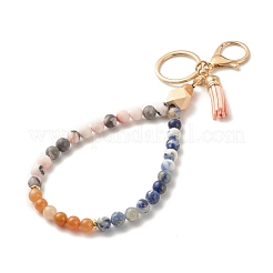 Wood & Gemstone Beaded Bracelet Wristlet Keychains&nbsp;KEYC-JKC00299