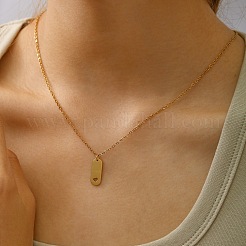 201 Stainless Steel Smile Oval Pendant Necklaces for Women&nbsp;WG85DC7-01