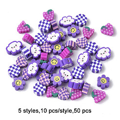 50Pcs 5 Styles Handmade Polymer Clay Beads&nbsp;CLAY-FP0001-18