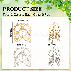 12Pcs 2 Colors 201 Stainless Steel Pendants&nbsp;STAS-DC0012-21