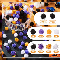 800Pcs 8 Styles Halloween Handmade DIY Doll Craft Pom Pom Yarn Pom Pom Balls&nbsp;FABR-TA0001-02